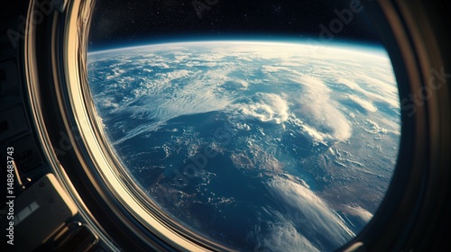 Blue Planet Earth View from Space - Swirling Cloud Formations and Ocean View, Satellite Imagery, Global Perspective