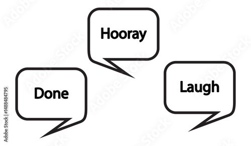 Speech Bubbles with Positive Messages in Black and White Design for Visual Communication and Emphasizing Engagement, Reaction and Interactive Content Design