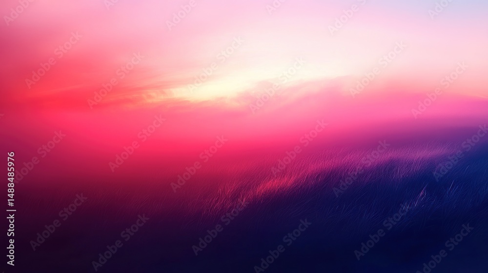 Obraz premium Vibrant, colorful, hazy, sunset, sky, aerial, view, with, soft, light.