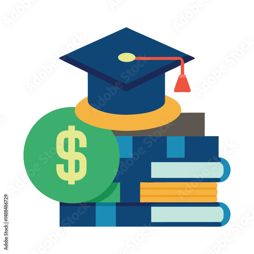 Education cost, tuition or scholarship, money for university or graduation vector art