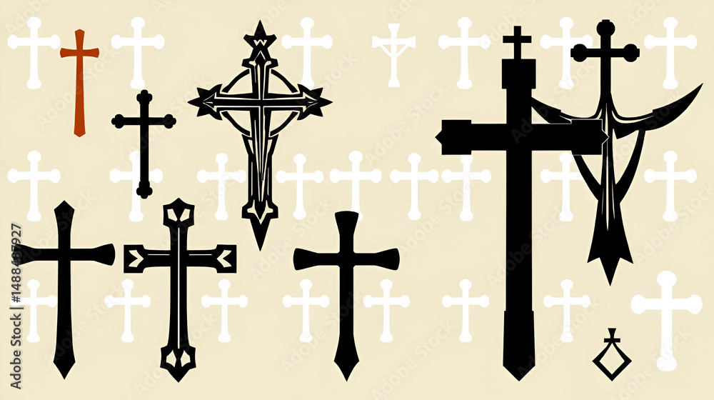 Fototapeta premium Vector crosses - religious symbols