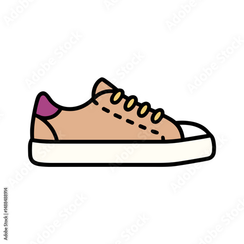 Casual canvas sneakers in beige with purple accents for footwear  