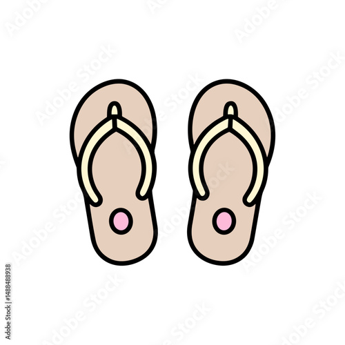 Flip-flops on a white background representing footwear and summer wardrobe  