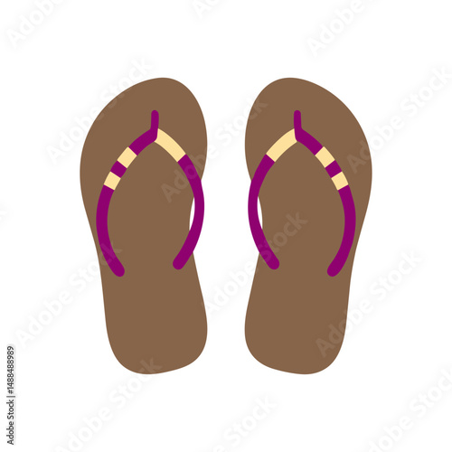 Flip flops for summer wardrobe in brown and purple design  