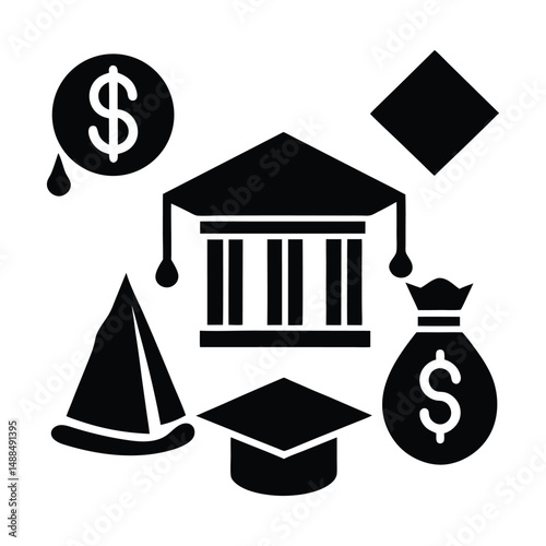 Education cost, tuition or scholarship, money for university or graduation vector art