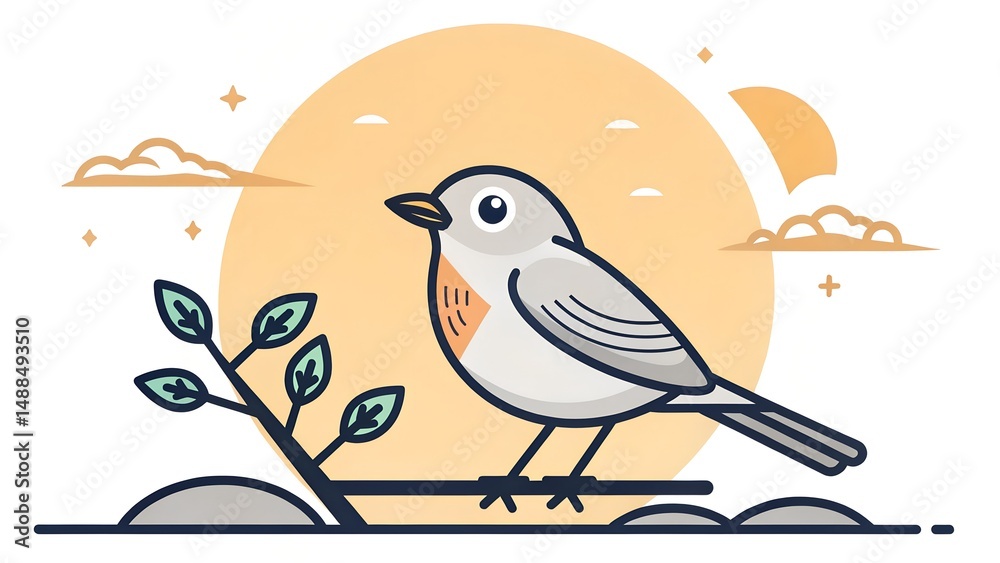 Fototapeta premium Spring birds vector icon can be used for spring iconset 