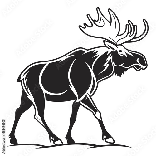Moose vector silhouette design transparent background