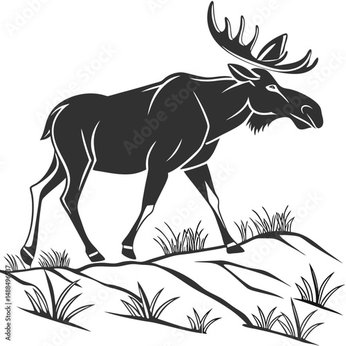 Moose vector silhouette design transparent background