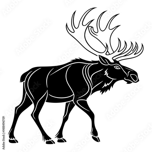 Moose vector silhouette design transparent background