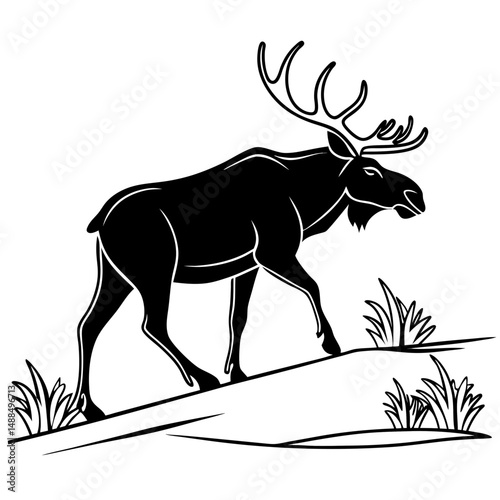 Moose vector silhouette design transparent background