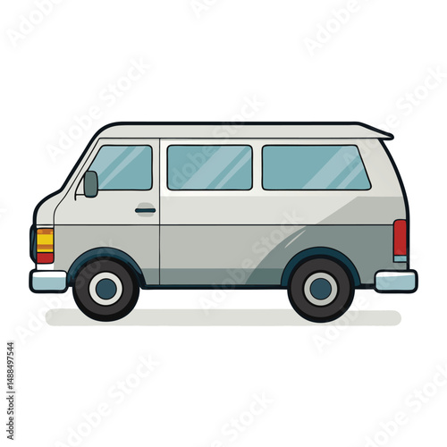 Wallpaper Mural  a clean, isolated image of a white van from a side view on white background Torontodigital.ca