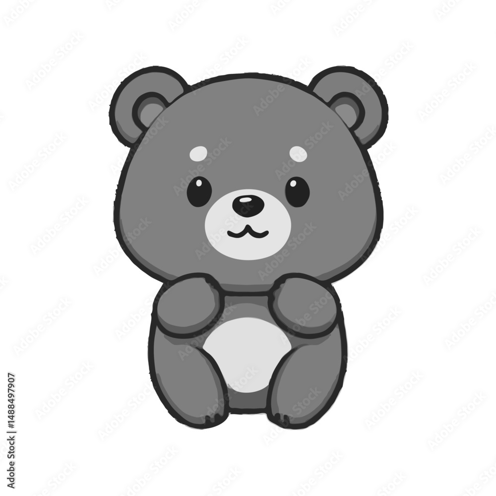 Fototapeta premium Adorable Grayscale Teddy Bear Design