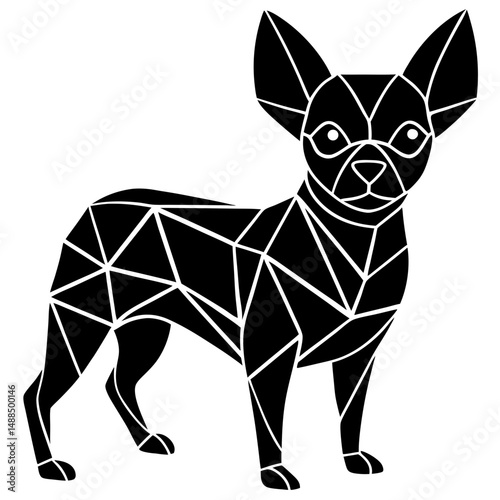 Geometric Chihuahua Dog Low Poly Black Silhouette Illustration