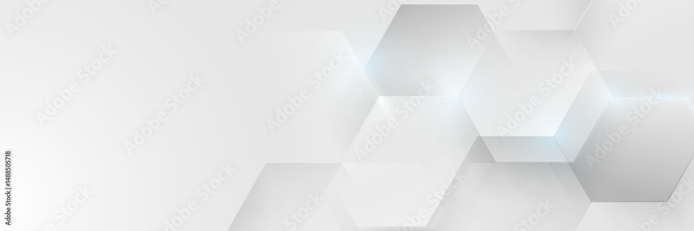 White geometric hexagon abstract background