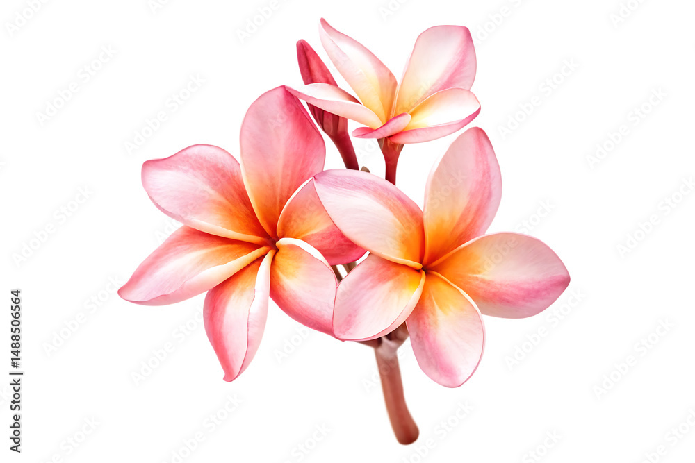 Fototapeta premium Tropical flowers frangipani plumeria isolated on white background PNG
