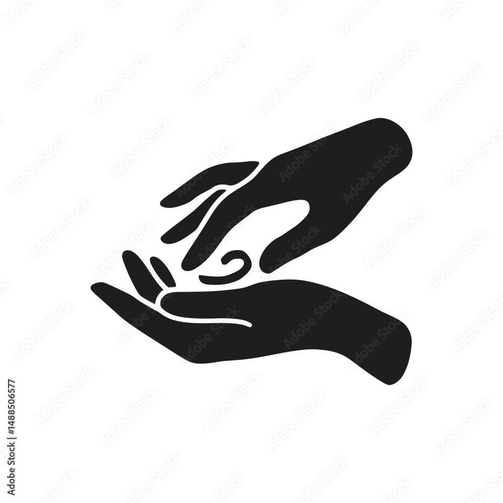 Obraz premium Hands Exchanging Coins Icon