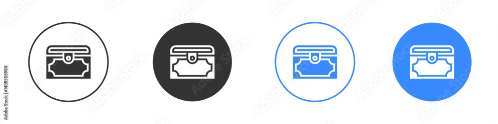 Fototapeta premium Treasure chest icon editable flat vector illustration concept.