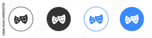 Theater masks icon editable flat vector illustration concept.