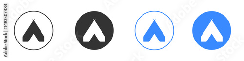 Tent icon editable flat vector illustration concept.