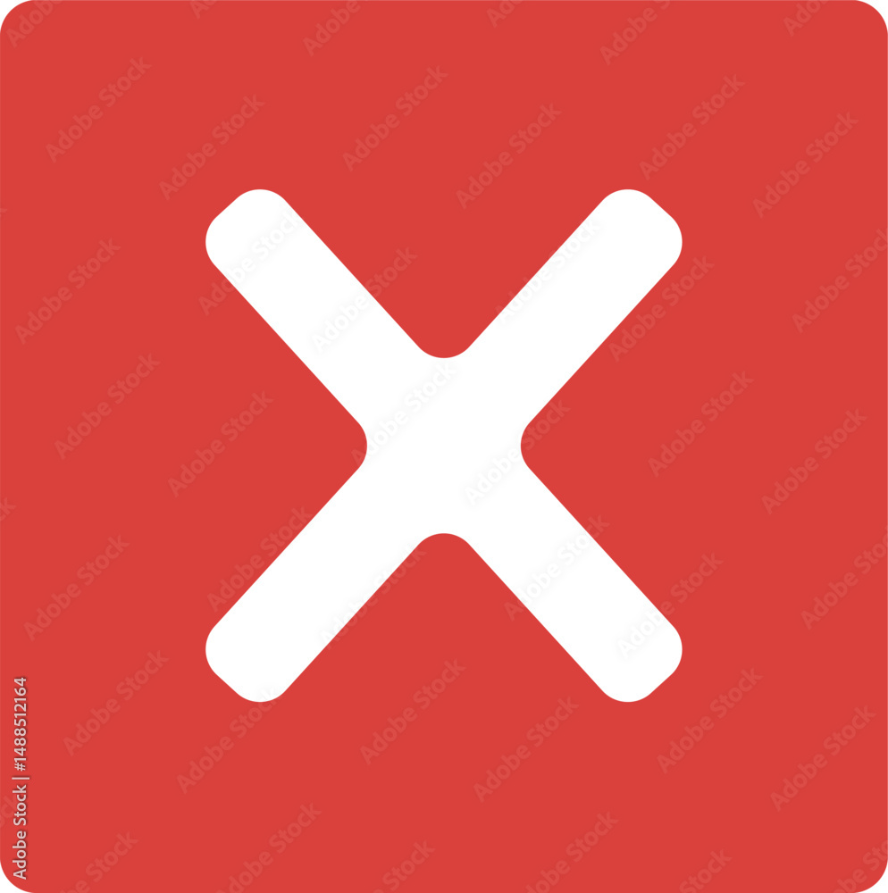 Red Square Cancel Button Icon with White X Red Square Cancel Button Icon with White X