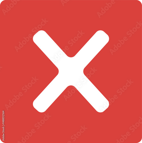 Red Square Cancel Button Icon with White X