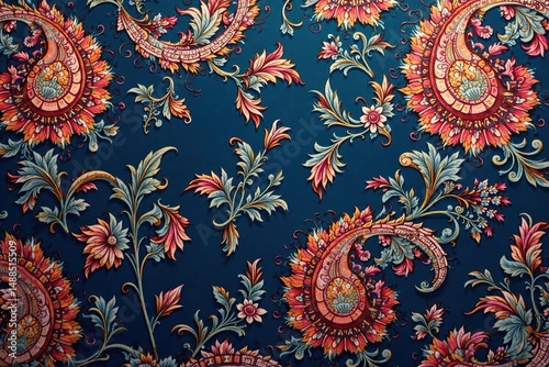 Classic paisley damask with flowing lines and repeating elements , paisley, drop