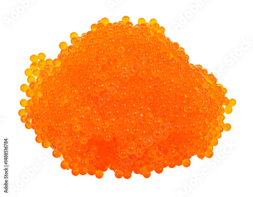 Tobiko flying fish roe close up isolated on transparent background