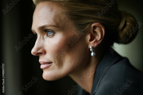 Wallpaper Mural Elegant woman with striking features and accessories in soft lighting Torontodigital.ca