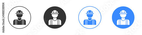 Builder icon editable flat vector illustration concept.