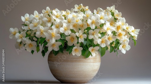 Wallpaper Mural Elegant White Flowers in a Ceramic Vase: A Still Life Photography Torontodigital.ca
