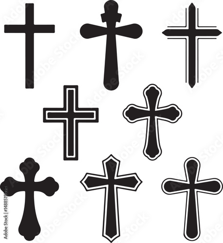 Collection of Eight Different Black Cross Designs