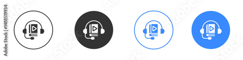 Audiobook icon editable flat vector illustration concept.