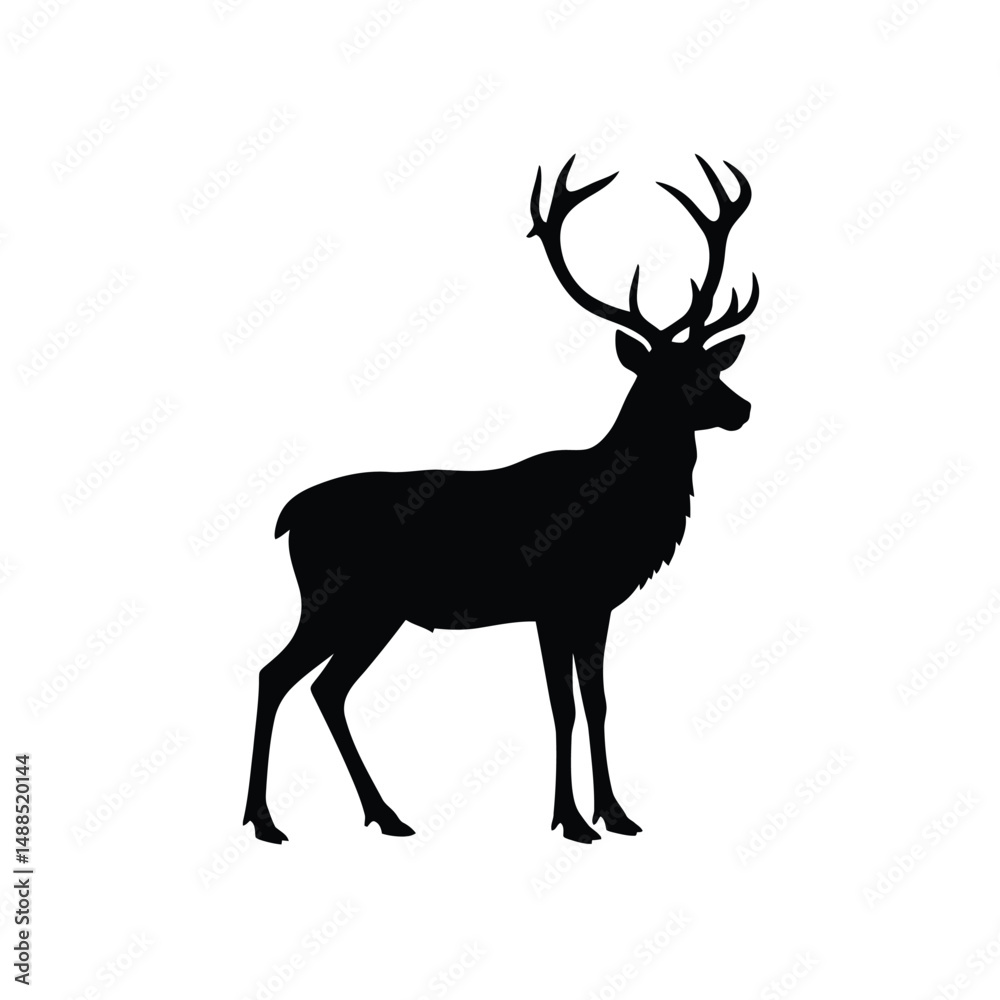 Obraz premium Reindeer silhouette on white background. vector sign illustration design.