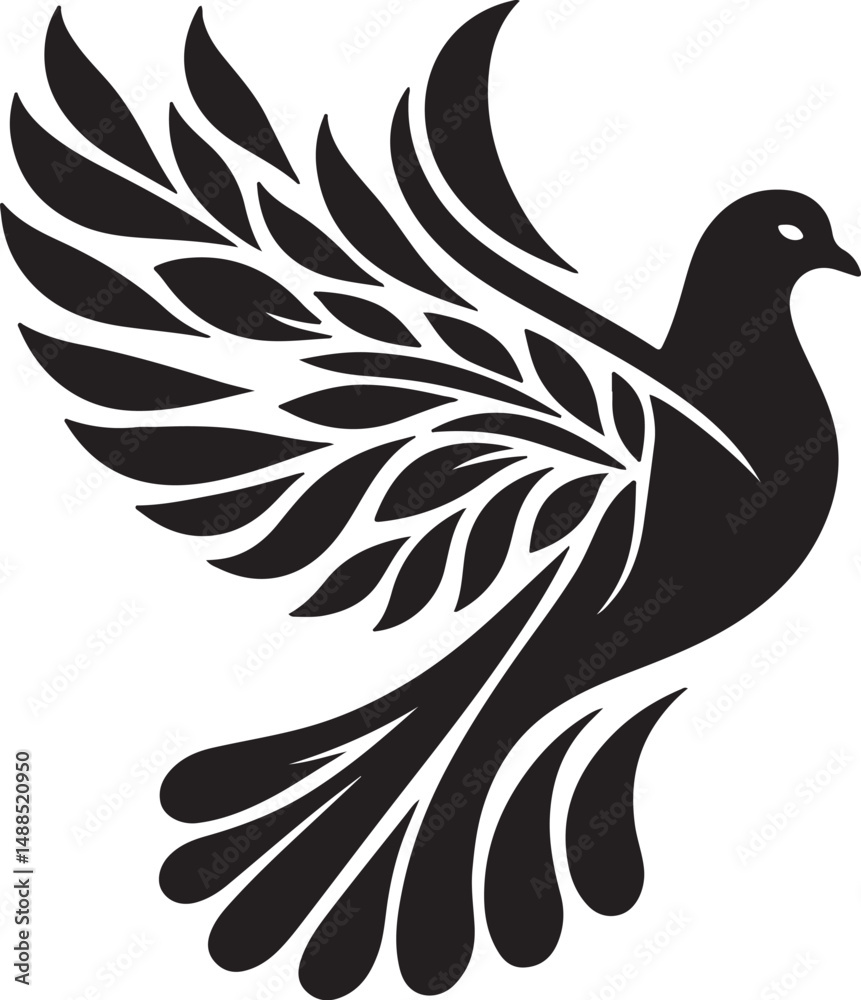 Fototapeta premium Dove high quality cute black vector