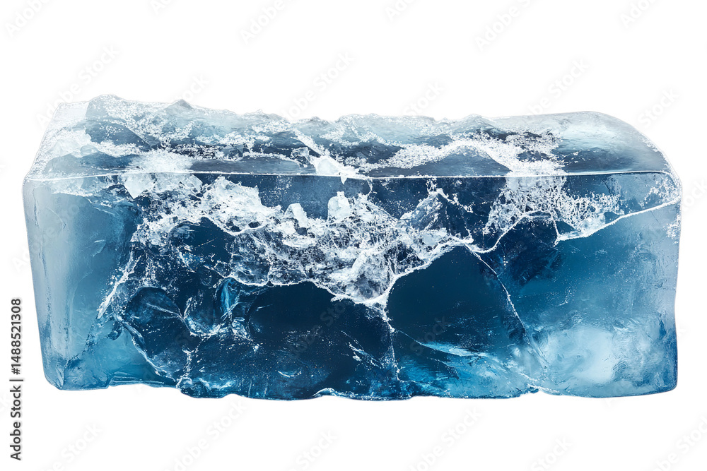 Close up of a block of ice isolated on a transparent background Close up of a block of ice isolated on a transparent background