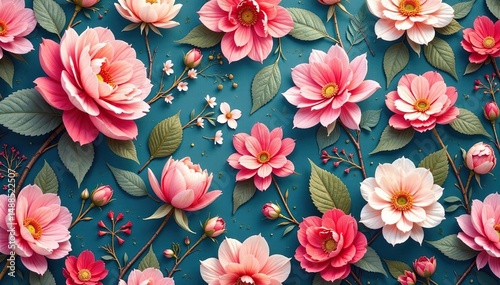 Subtle repeating floral motif, delicate pattern, flower, minimal, motif