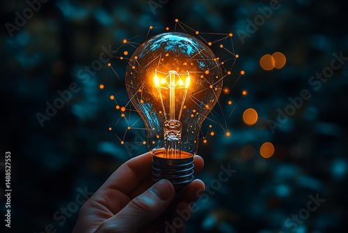 Illuminating Ideas A Glowing Lightbulb Representing Innovation and Connection