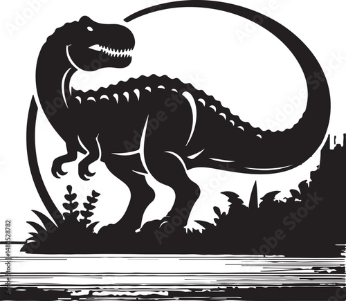 Dinosaur high quality black and white vector