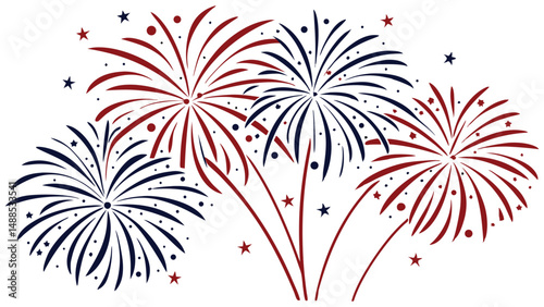 Patriotic Fireworks Display Red White and Blue Celebration