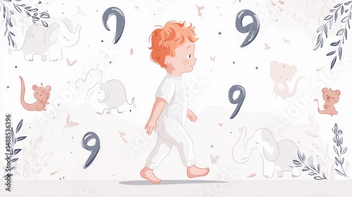 Nine Years Old: A Child's Journey Illustration
