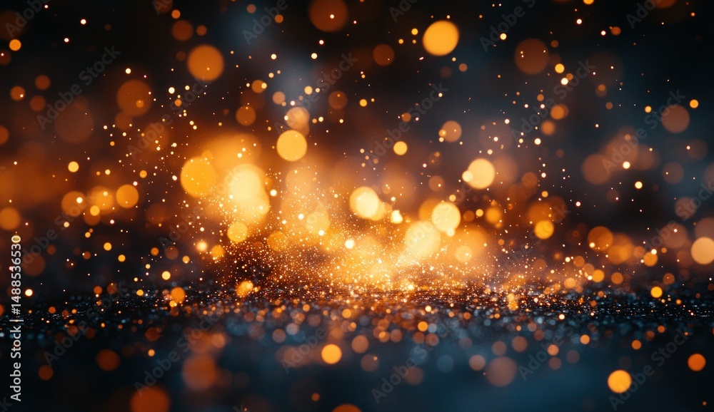 Naklejka premium Abstract bokeh background with gold and blue lights