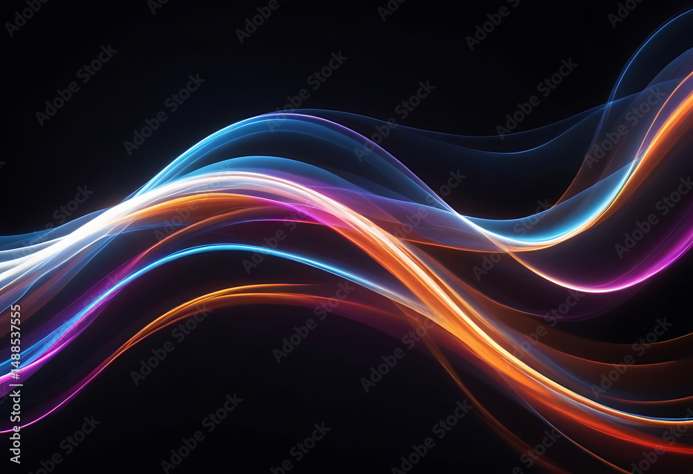 Naklejka premium Abstract Colorful Light Trails on Black