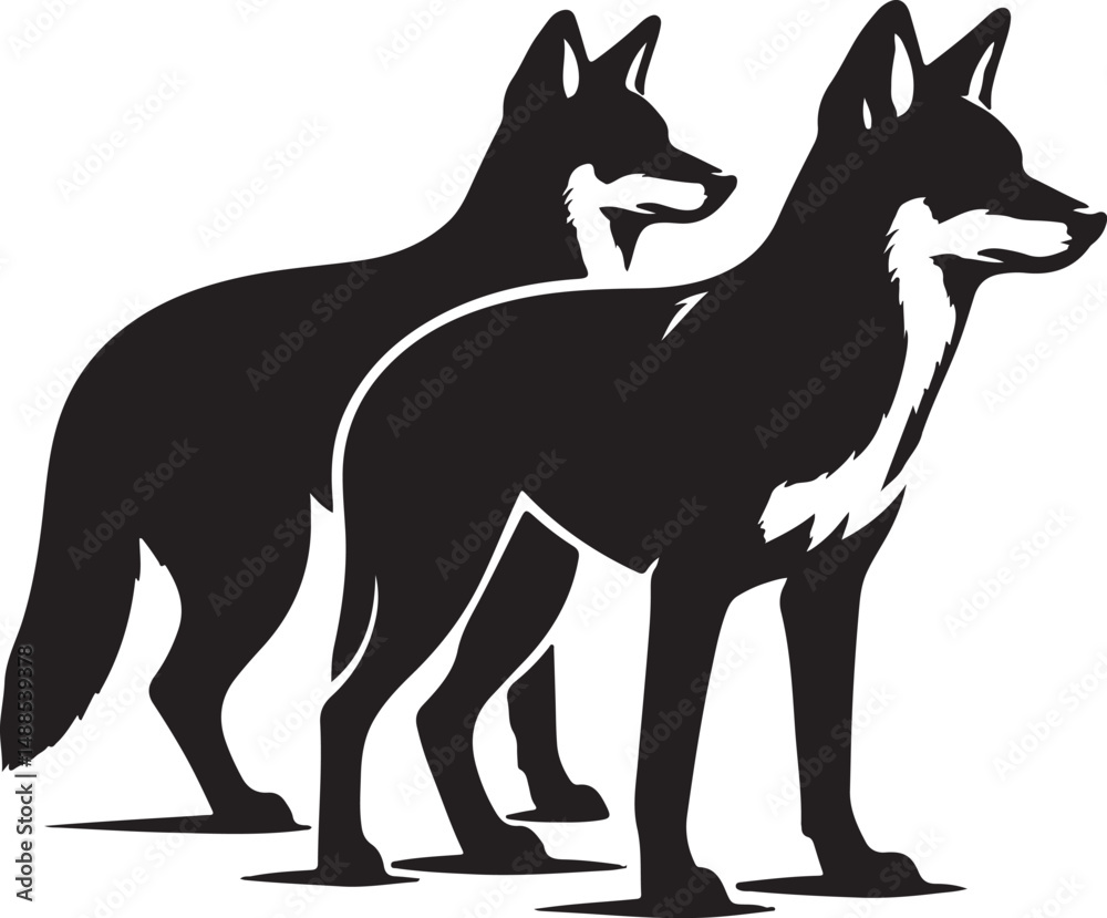 Obraz premium Dingo Dog high quality black vector