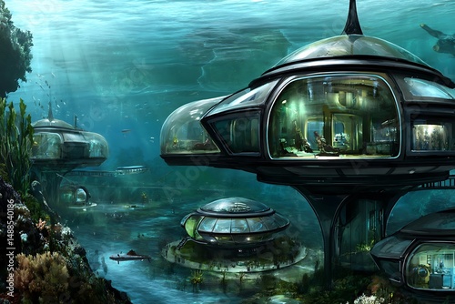 Underwater city futuristic habitat science fiction