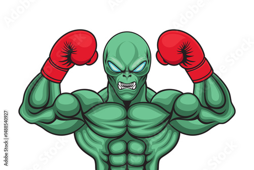alien boxing vector illustration design