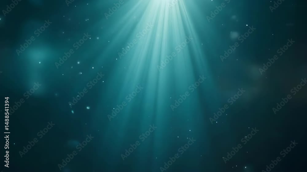 Underwater Light Beam Teal Ocean Depth Cinematic Background