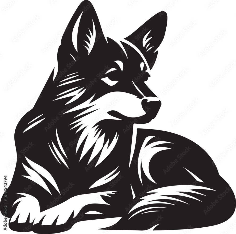 Obraz premium Dingo Dog high quality black vector