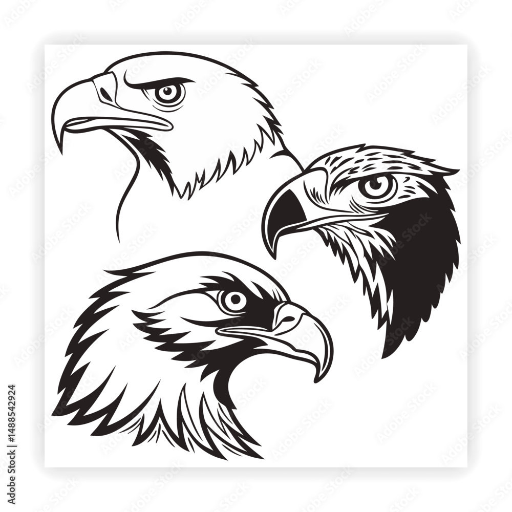 Fototapeta premium Cute Animal Faces Hand Sketched Doodle Vector