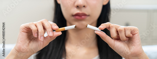 Close-up people destroy the tobacco and has the willpower to quit smoke.