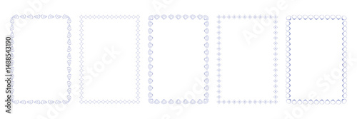 Set of hand drawn Mediterranean-style decorative frames with seashell and marine motifs. Minimalist linear borders perfect for cards, invitations, scrapbooking, branding, and packaging design.